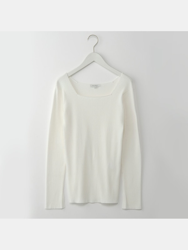 スクエアネックリブ��セーター