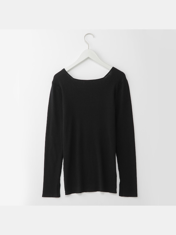 スクエアネックリブセーター