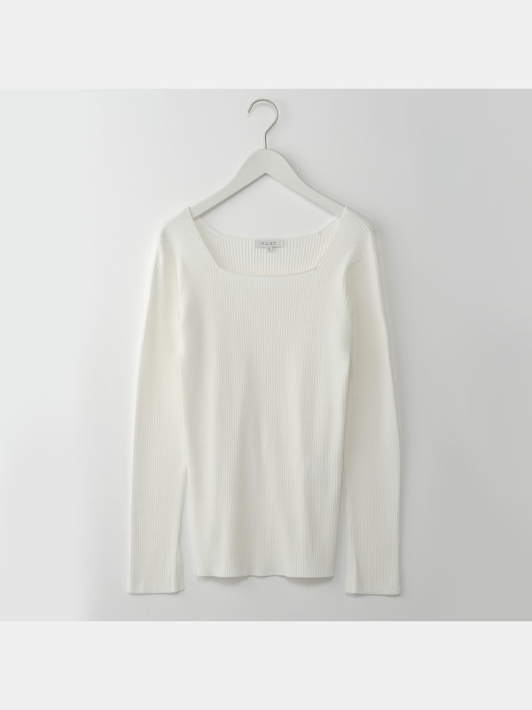 スクエアネックリブセーター