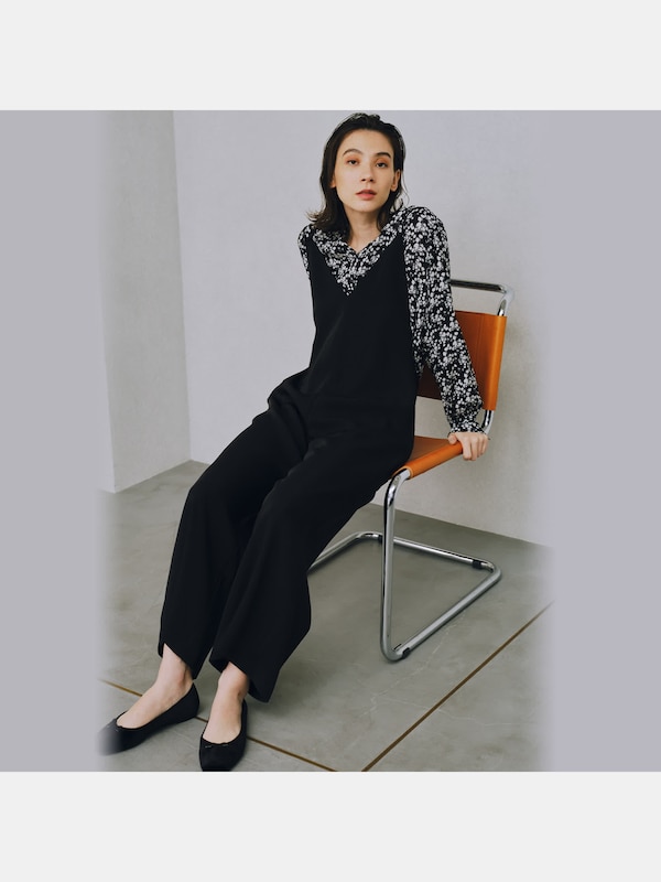 モノトーンプリントブラウス（長袖）