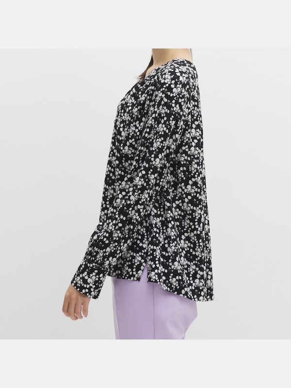 モノトーンプリン  トブラウス（長袖）