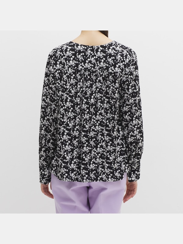 モノトーンプリントブラウス（長袖）