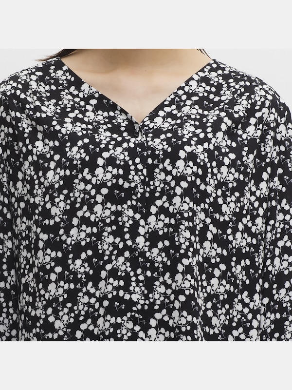 モノトーンプリントブラウス（長袖）