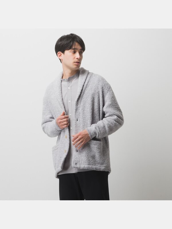 モールヤーンショールカラーカーディガン