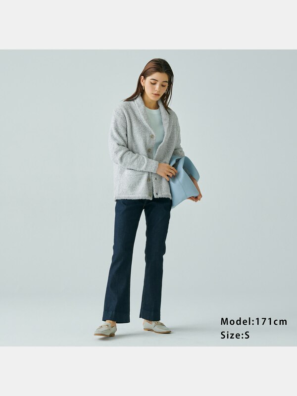 モールヤーンショールカラーカーディガン