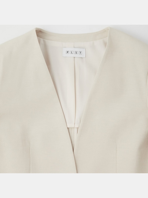 リネンブレンドカラーレスジャケット（セットアップ可能）