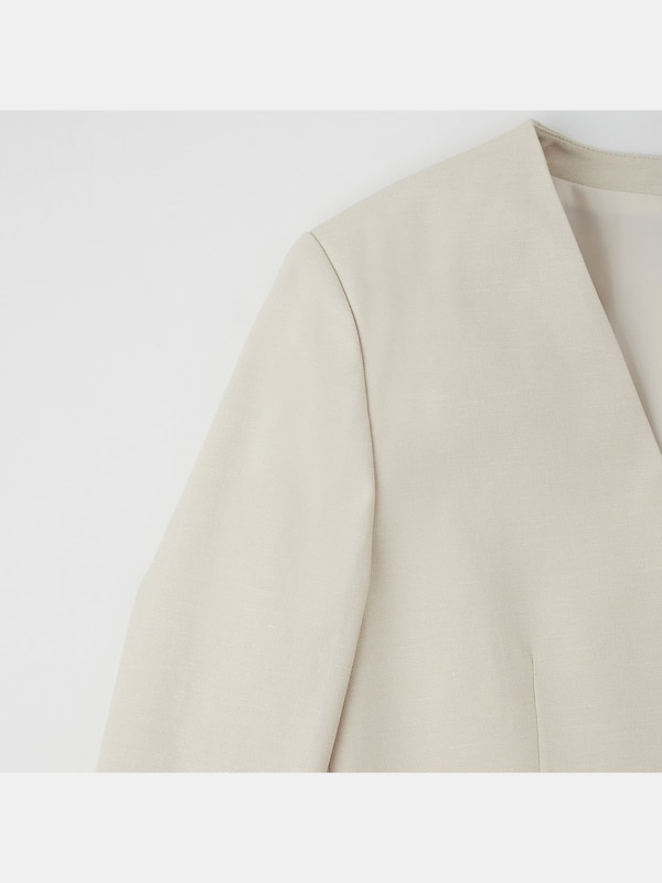 リネンブレンドカラーレスジャケット（セットアップ可能）