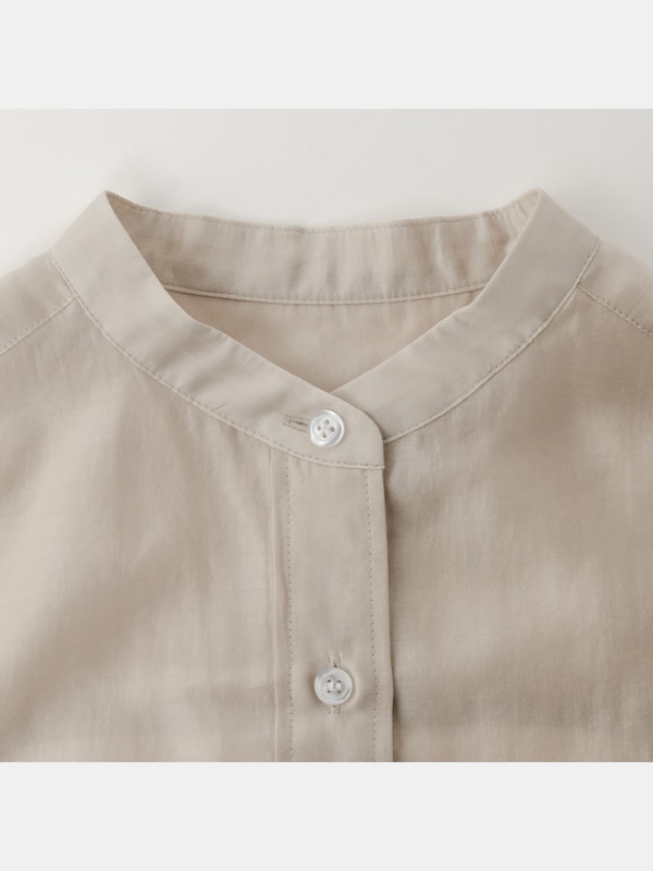 シアーバンドカラーロングシャツ（長袖）