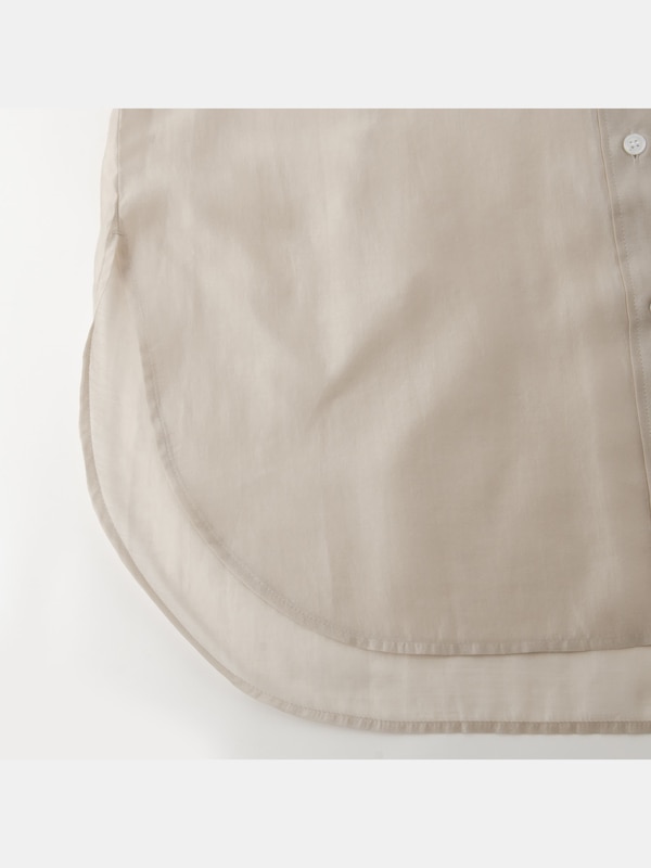 シアーバンドカラーロングシャツ（長袖）