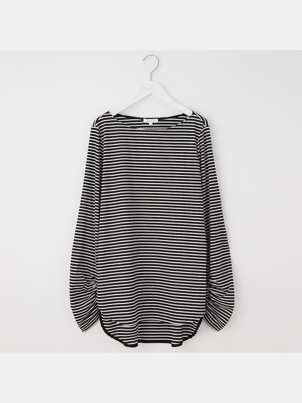 グロスジャージーギ��ャザースリーブTシャツ