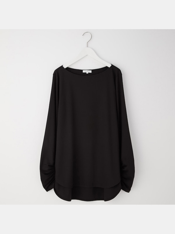 グロスジャージーギャザースリーブTシャツ