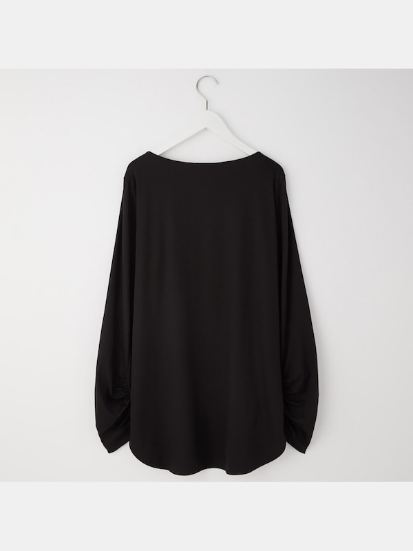 グロスジャージーギャザースリーブTシャツ