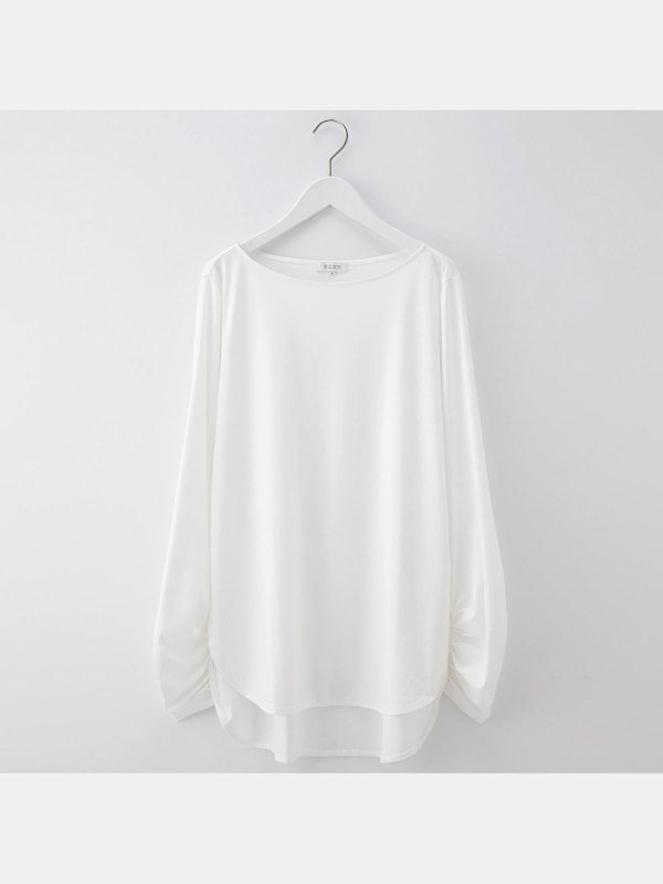 グロスジャージーギャザースリーブTシャツ