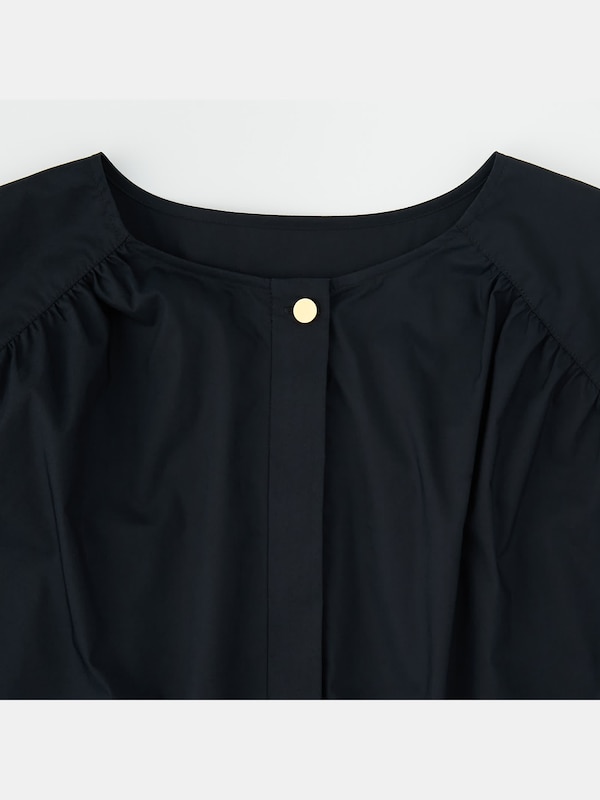 コットンブレンドギャザーシャツ