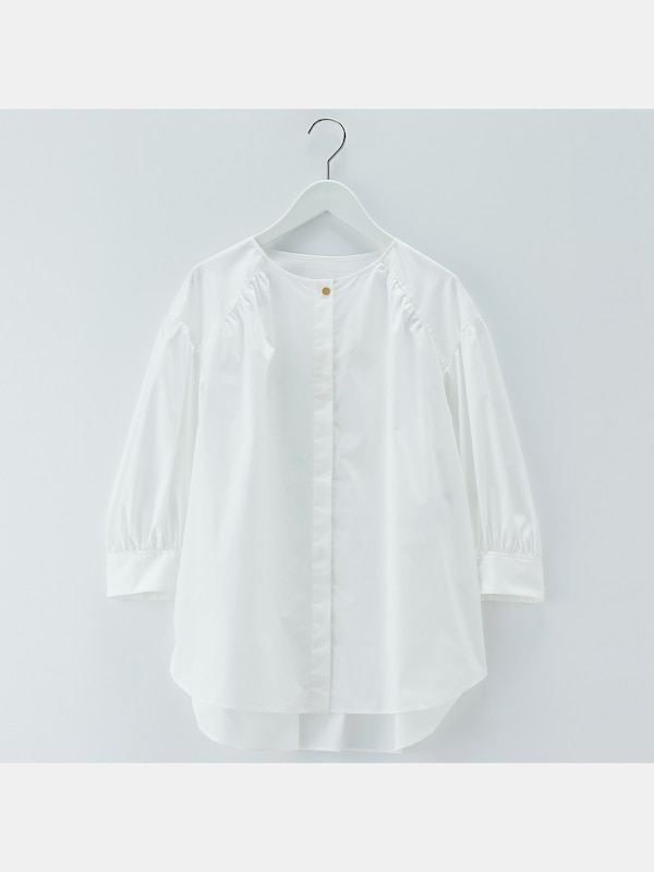 コットンブレンドギャザーシャツ