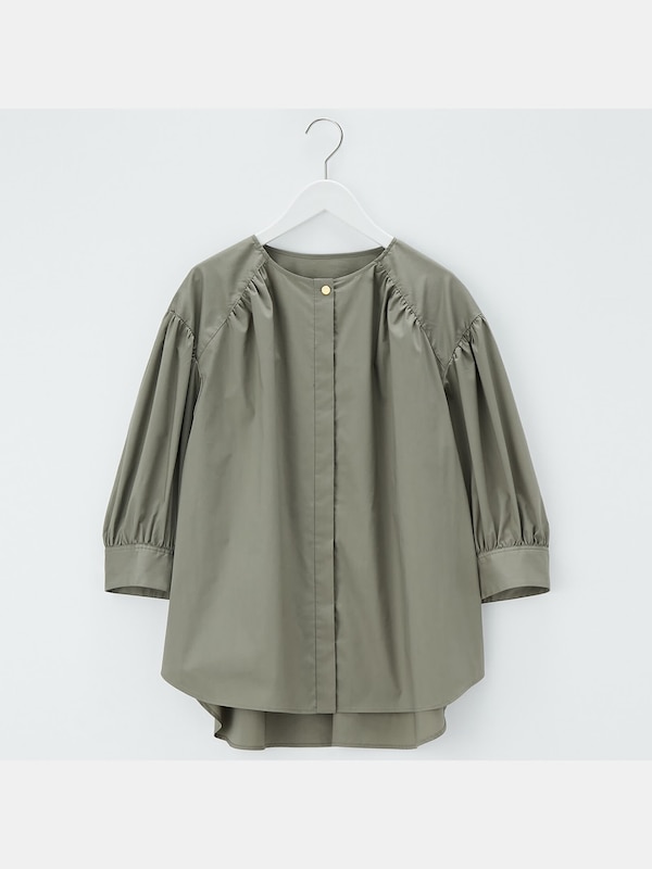 コットンブレンドギャザーシャツ