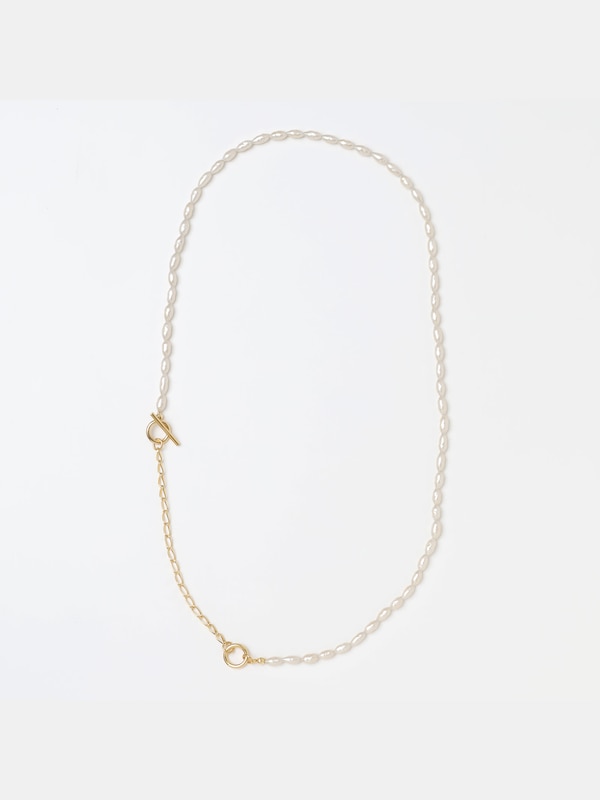 ガラスパールTバーネックレス