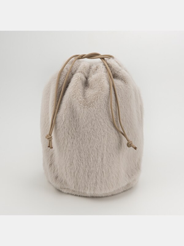 メッシュフェイクファーバケットバッグ