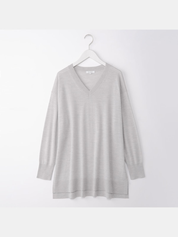 エクストラファインメリノシルクVネックセーター