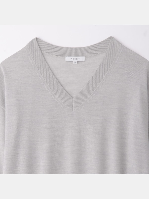 エクストラファインメリノシルクVネックセーター