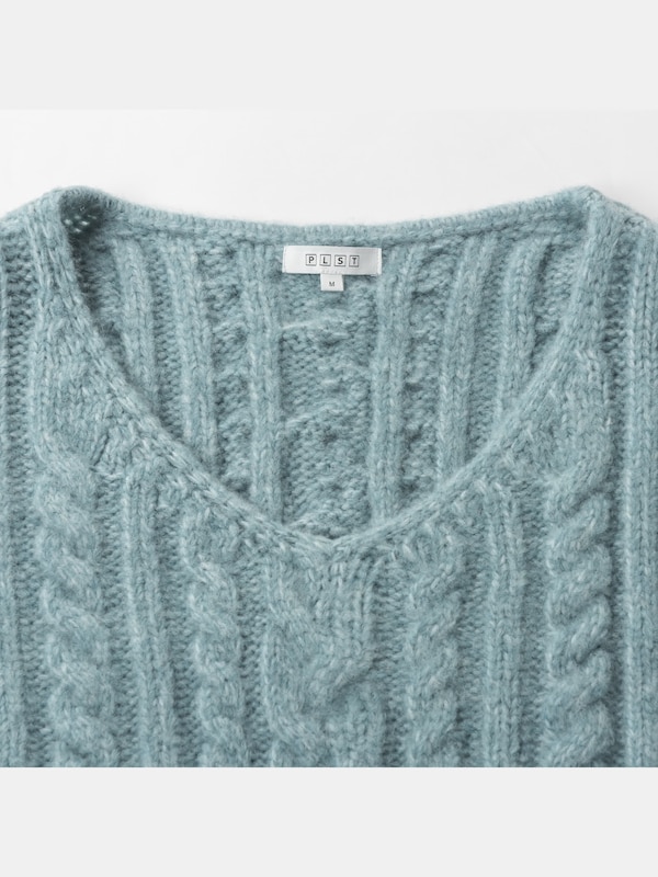 ケーブルサイドリボンセーター