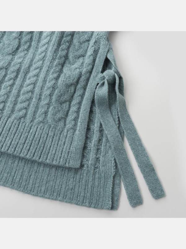 ケーブルサイドリボンセーター