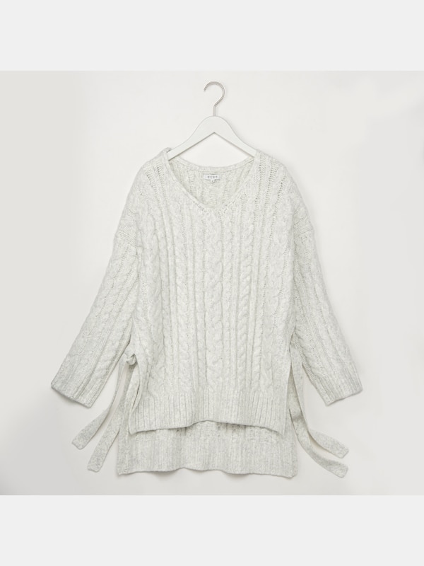 ケーブルサイドリボンセーター