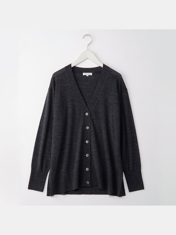 エクストラファインメリノシルクVネックリラックスカーディガン