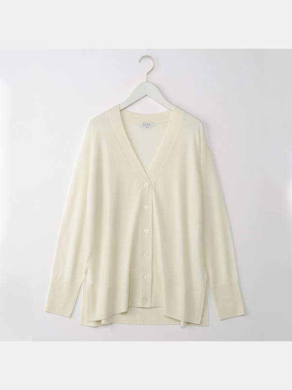 エクストラファインメリノシルクVネックリラックスカーディガン