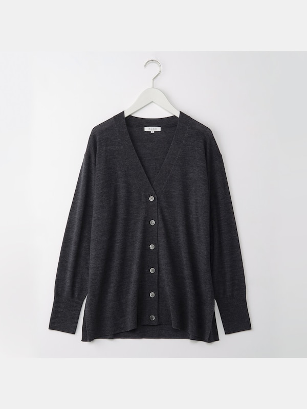 エクストラファインメリノシルクVネックリラックスカーディガン
