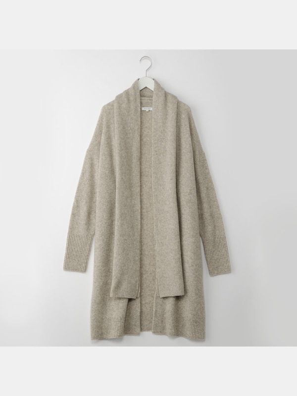 ヤクブレンドマフラー付きロングカーディガン