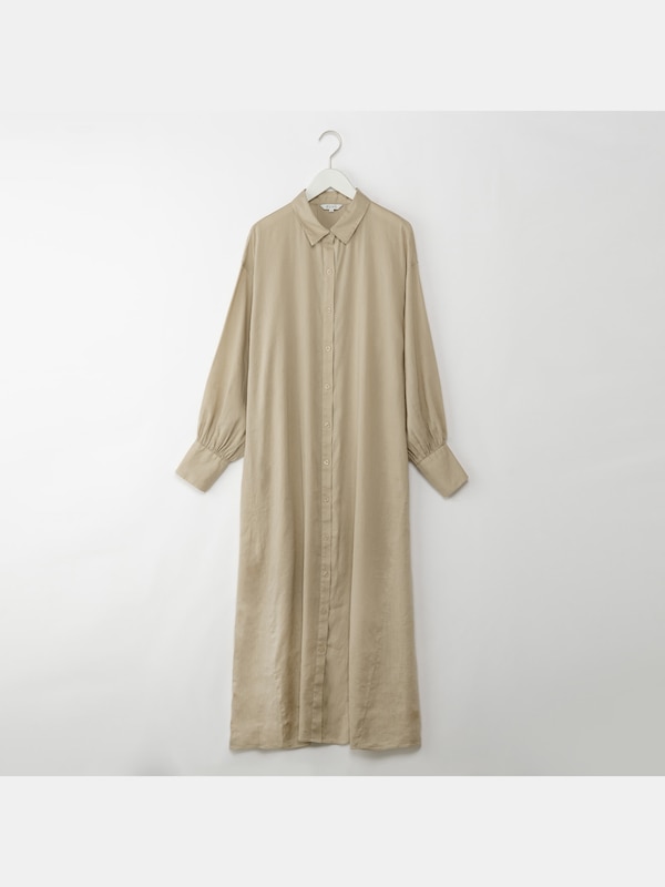 リネンブレンドシャツワンピース （長袖）
