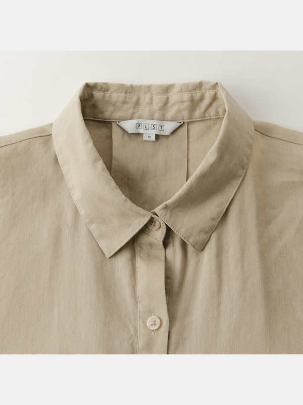 リネンブレンドシャツワンピース （長袖）