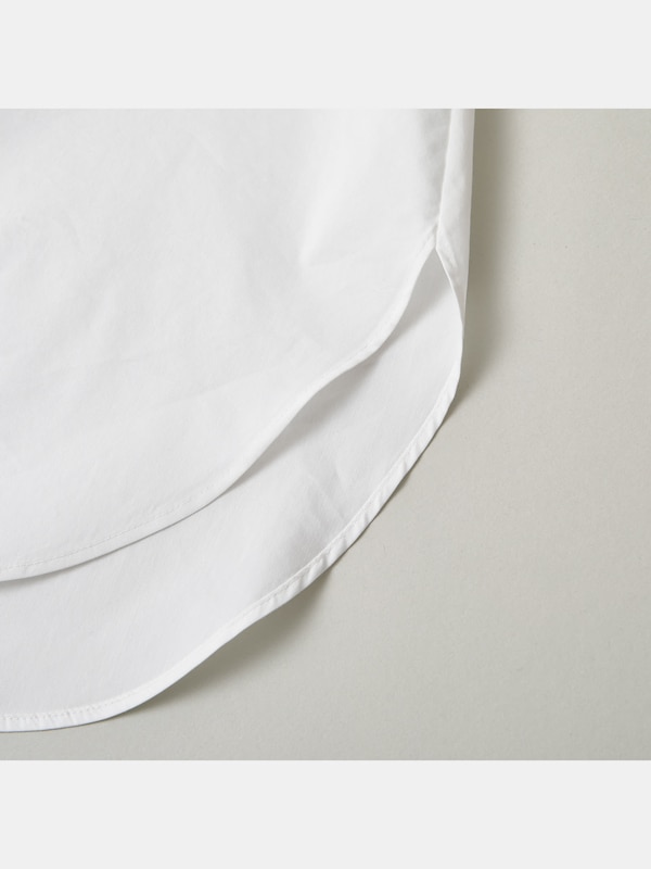 コットンブレンドボリュームスリーブブラウス