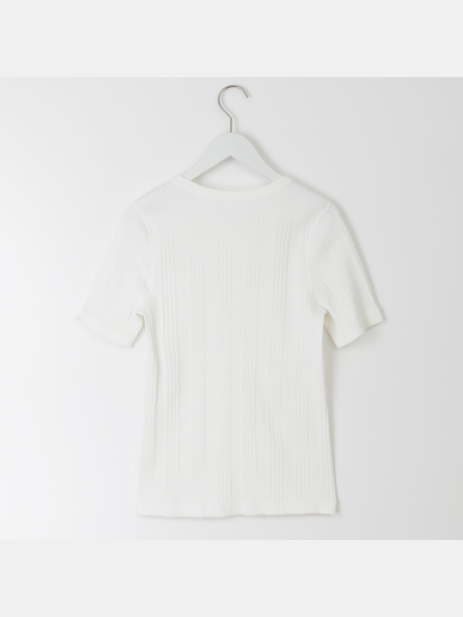 PLATS PLATS ホワイトリブTシャツ PLST(プラステ)公式 | クルーネックランダムリブTシャツ（半袖）