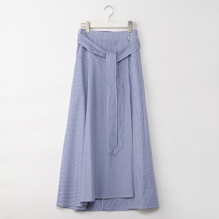コットンストライプフレアロングスカート（セットアップ可能） 122207014 (WOMEN) | プラステ