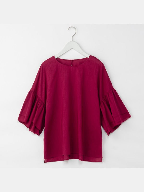 キュプラリネンボリュームスリーブブラウス（半袖）