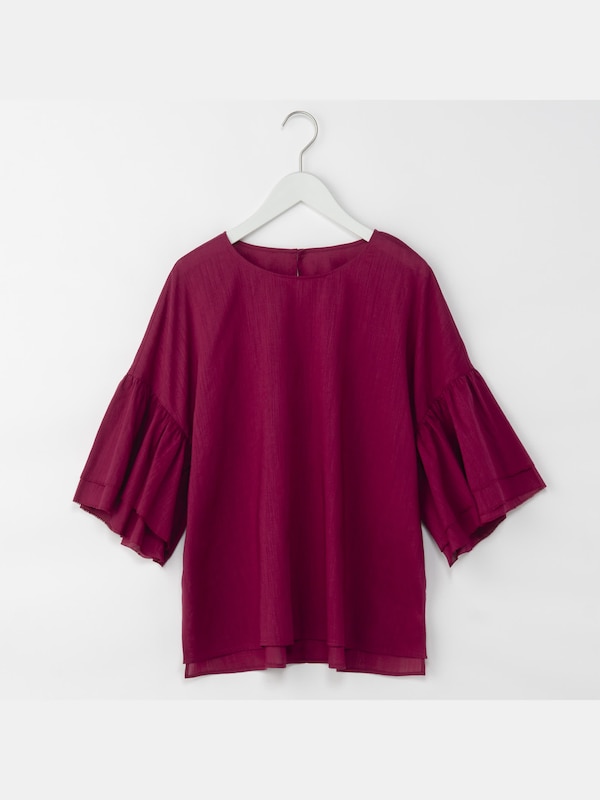 キュプラリネンボリュームスリーブブラウス（半袖）