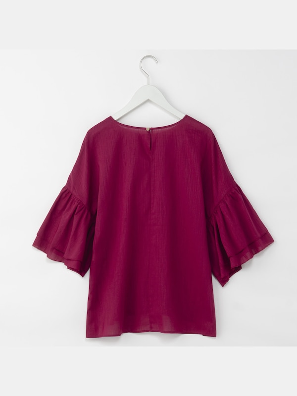 キュプラリネンボリュームスリーブブラウス（半袖）