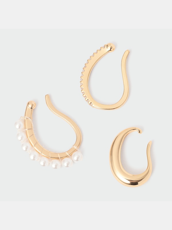 フェイクパールコンビイヤーカフ