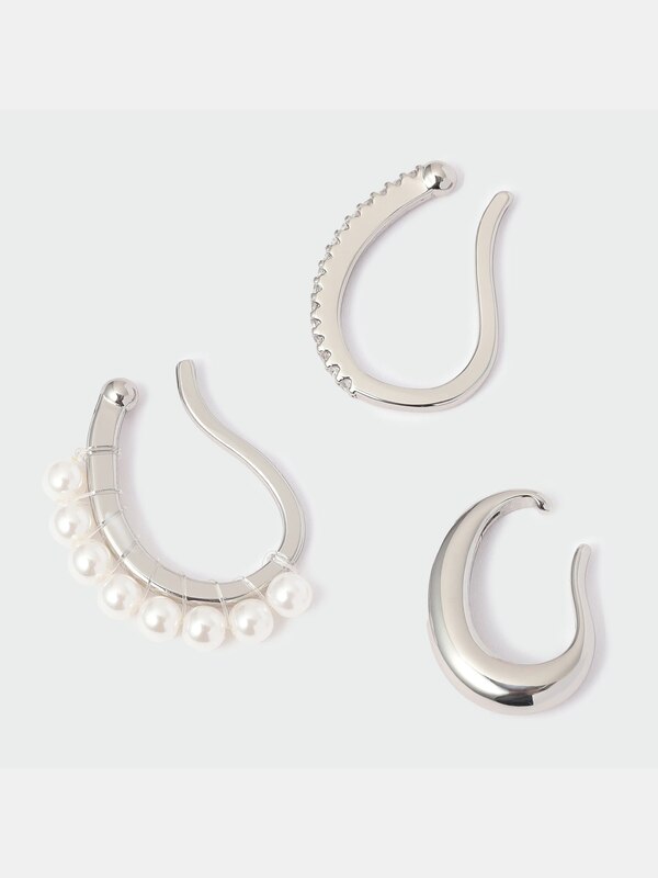 フェイクパールコンビイヤーカフ