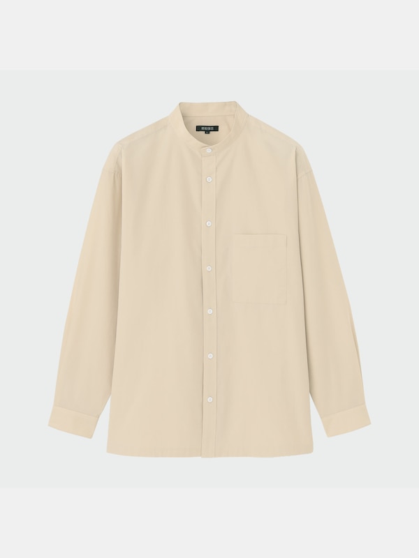 コットンブレンドバンドカラーシャツ（長袖）