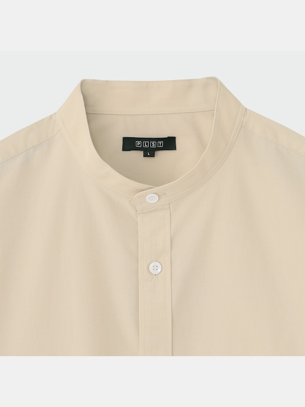 コットンブレンドバンドカラーシャツ（長袖）