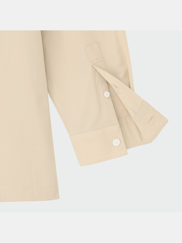 コットンブレンドバンドカラーシャツ（長袖）