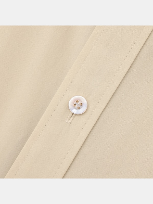 コットンブレンドバンドカラーシャツ（長袖）