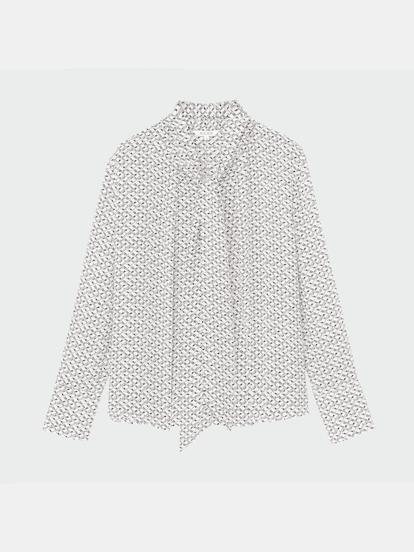 プリントボウタイブラウス（長袖）