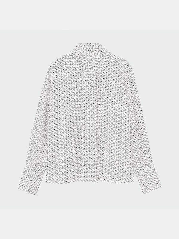 プリントボウタイブラウス（長袖）