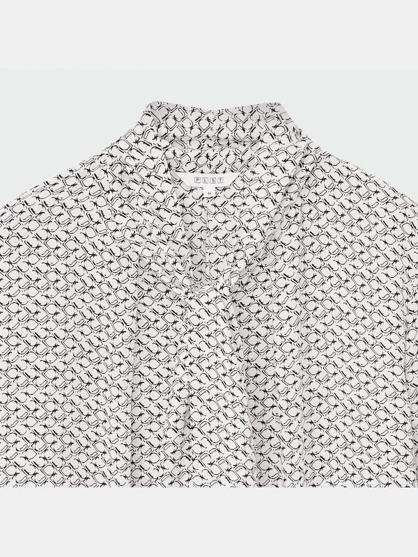 プリントボウタイブラウス（長袖）