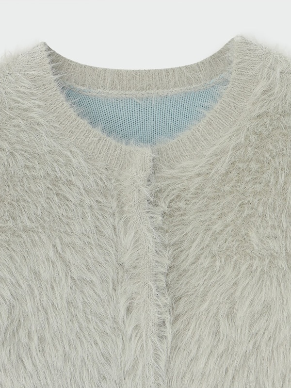 フェザーヤーン2WAYクルーネックカーディガン