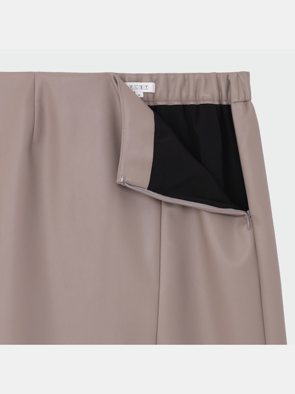 フェイク��レザーナロースリットスカート